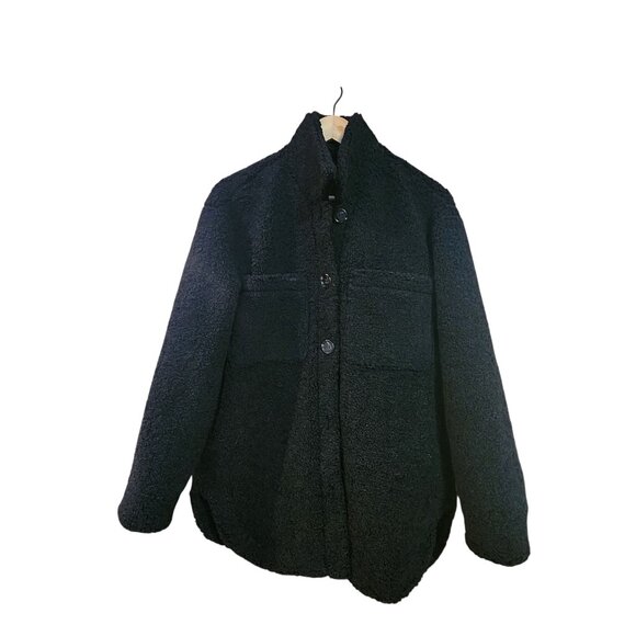 Rails Connie Button Front Black Teddy Womens Size Medium MRSP $348 - Picture 4 of 6